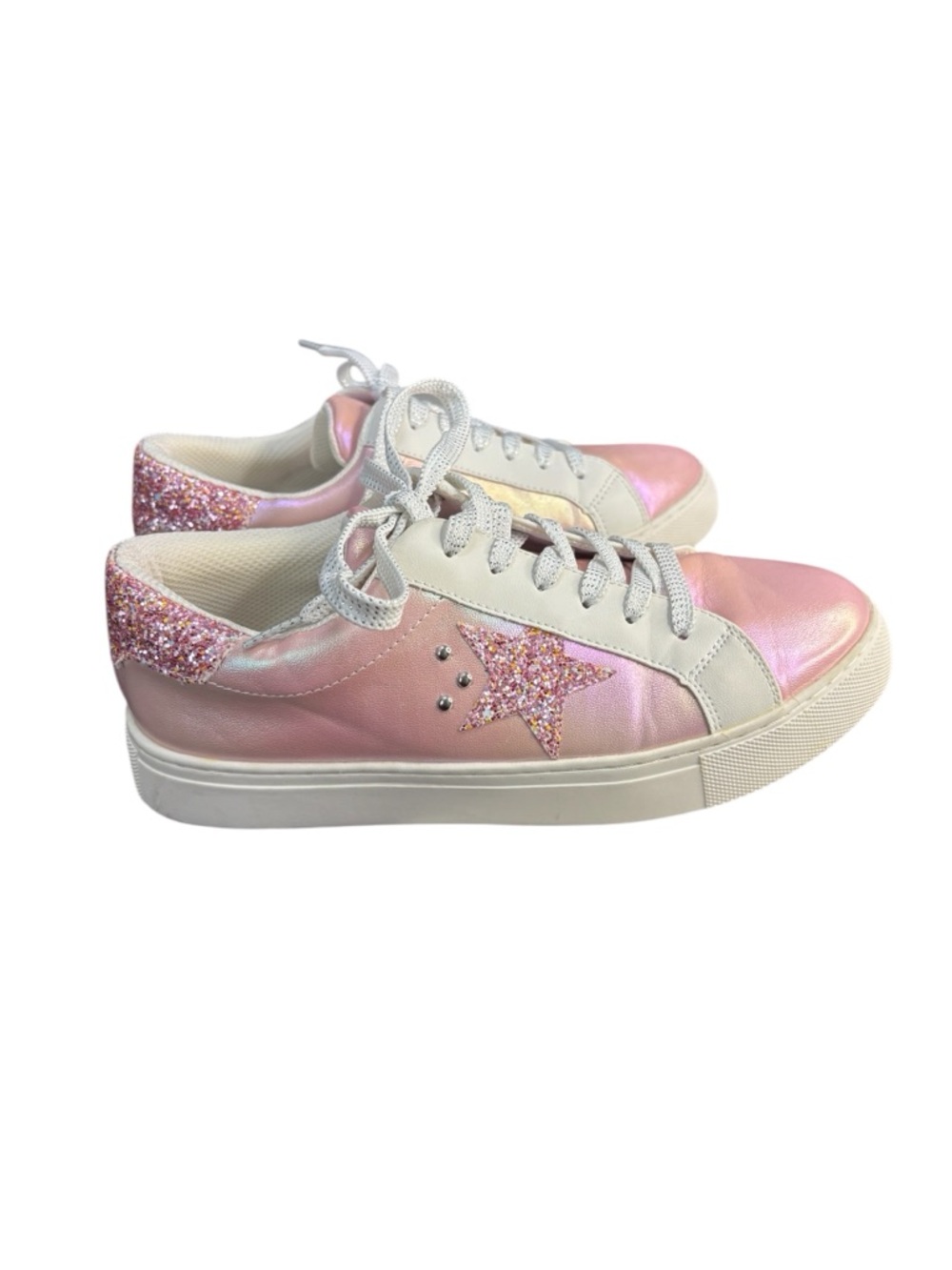 Hey Girl By Corkys Supernova Sneakers Pink Metallic Glitter Stars Women Size 8 - Picture 4 of 10